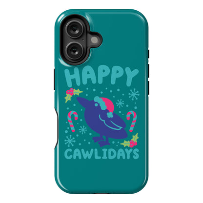 Happy Cawlidays Crow Holiday Parody Phone Case