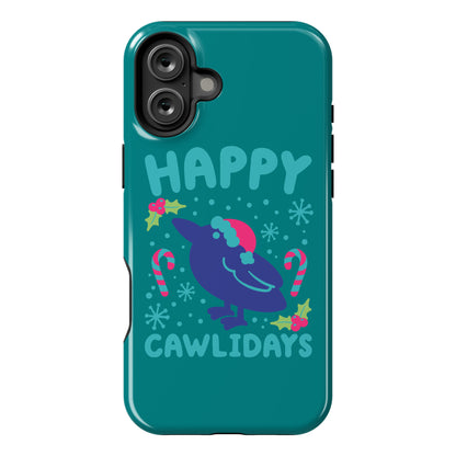 Happy Cawlidays Crow Holiday Parody Phone Case