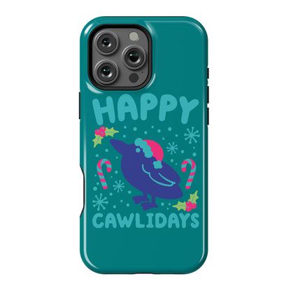 Happy Cawlidays Crow Holiday Parody Phone Case
