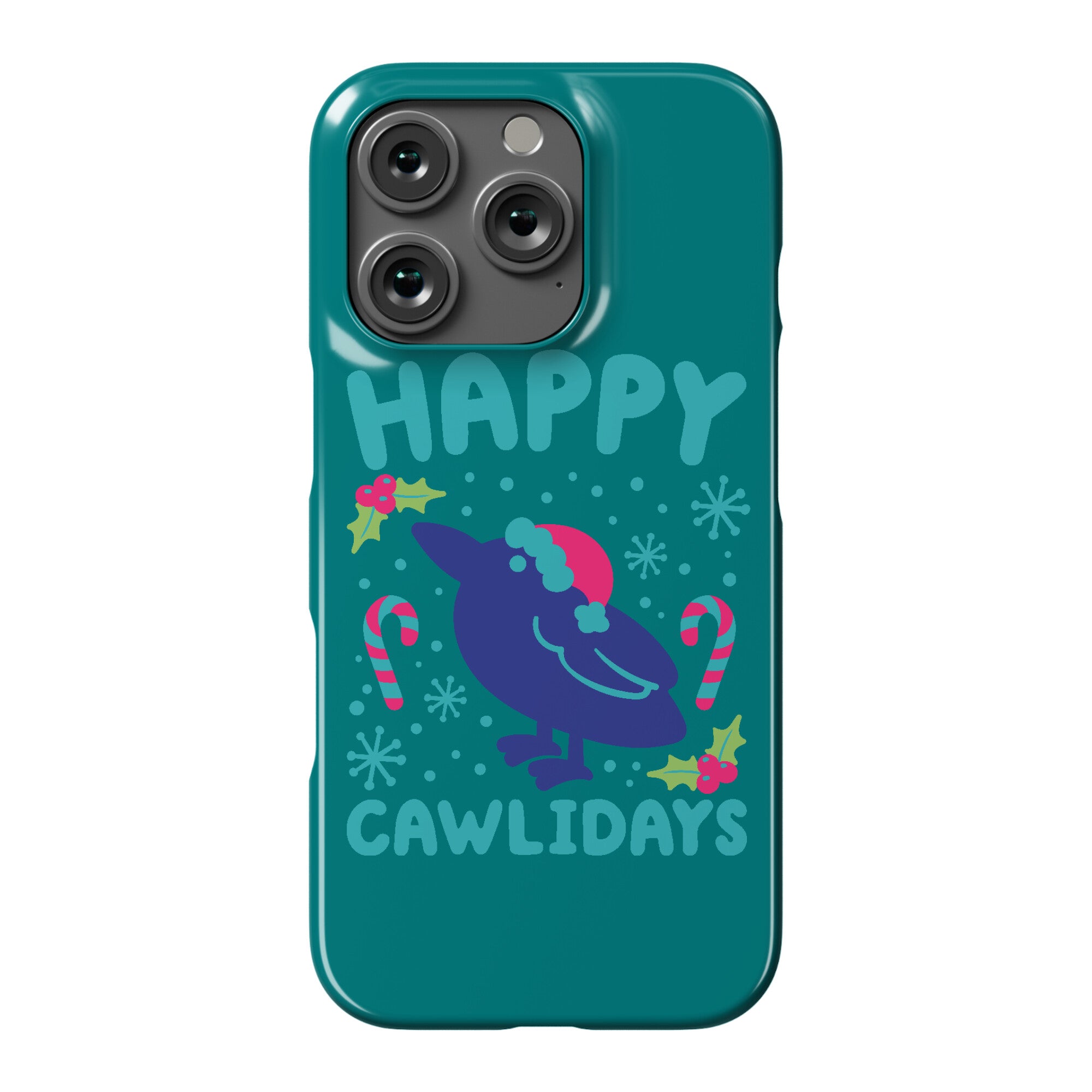 Happy Cawlidays Crow Holiday Parody Phone Case