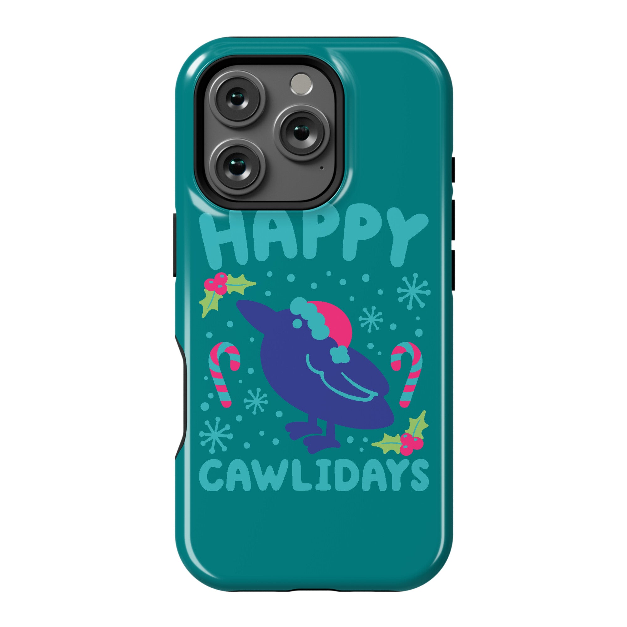Happy Cawlidays Crow Holiday Parody Phone Case
