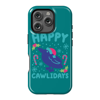 Happy Cawlidays Crow Holiday Parody Phone Case
