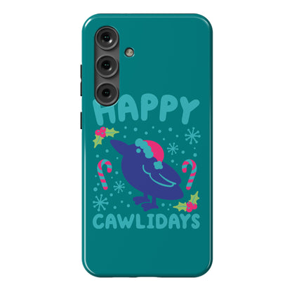 Happy Cawlidays Crow Holiday Parody Phone Case