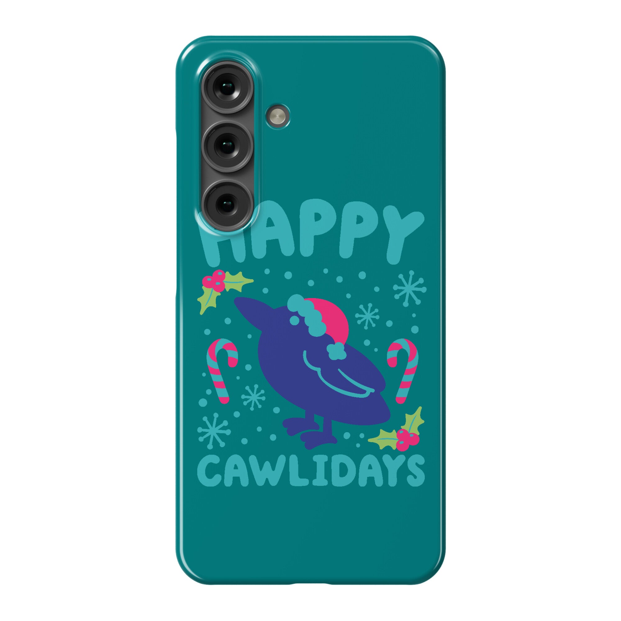 Happy Cawlidays Crow Holiday Parody Phone Case