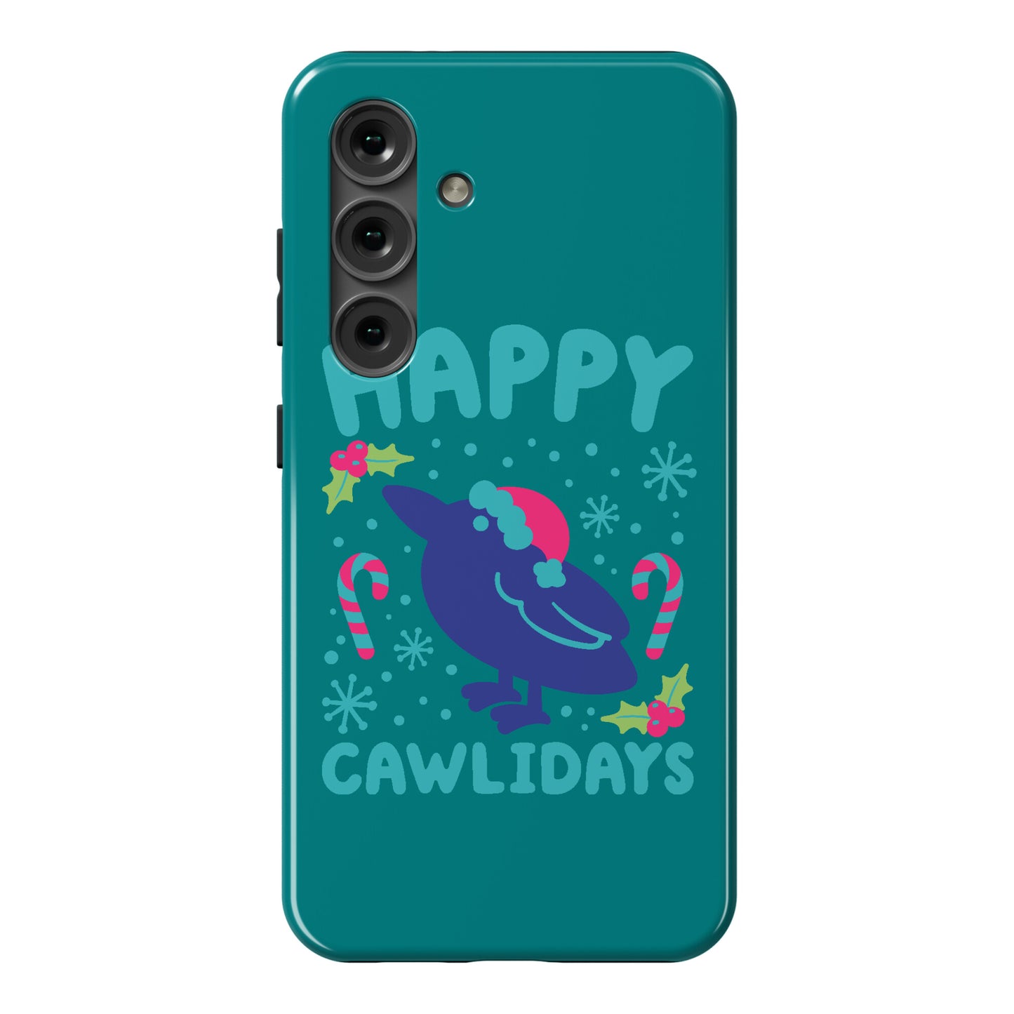 Happy Cawlidays Crow Holiday Parody Phone Case