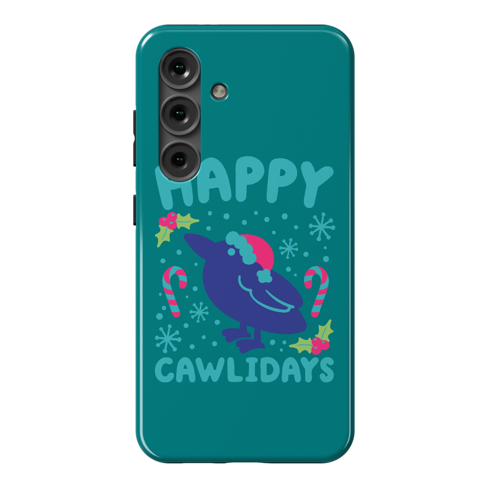 Happy Cawlidays Crow Holiday Parody Phone Case