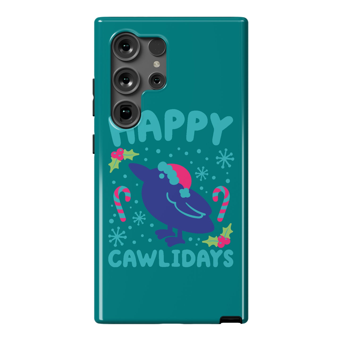 Happy Cawlidays Crow Holiday Parody Phone Case