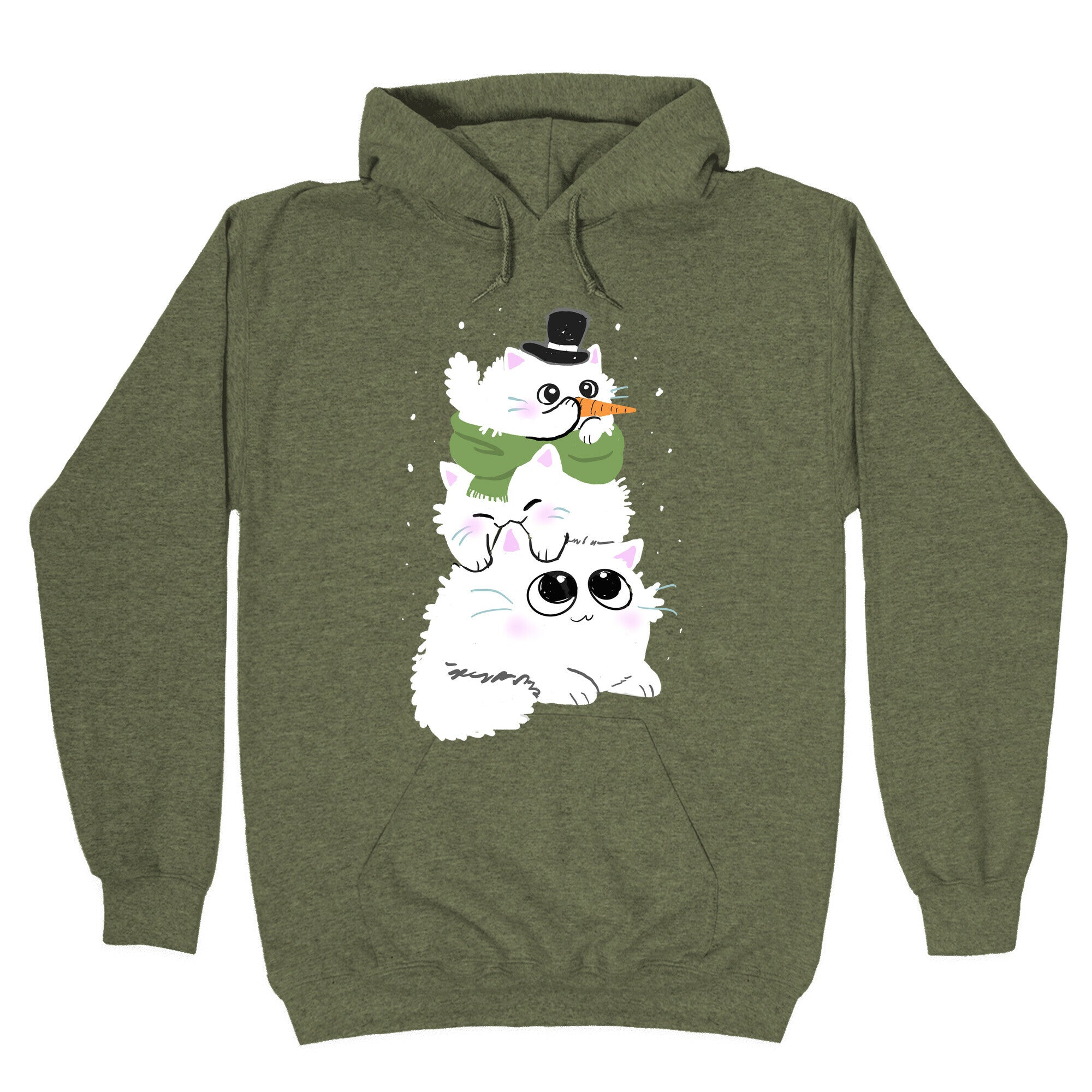 Cat Stack Snowman Hoodie