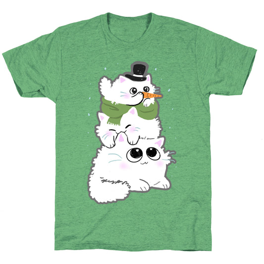 Cat Stack Snowman Unisex Triblend Tee