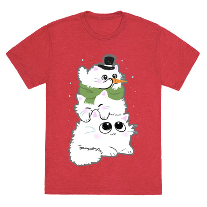 Cat Stack Snowman Unisex Triblend Tee