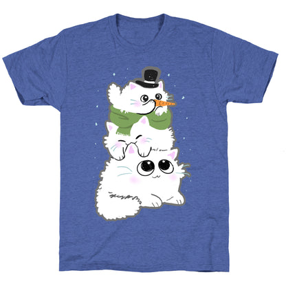 Cat Stack Snowman Unisex Triblend Tee