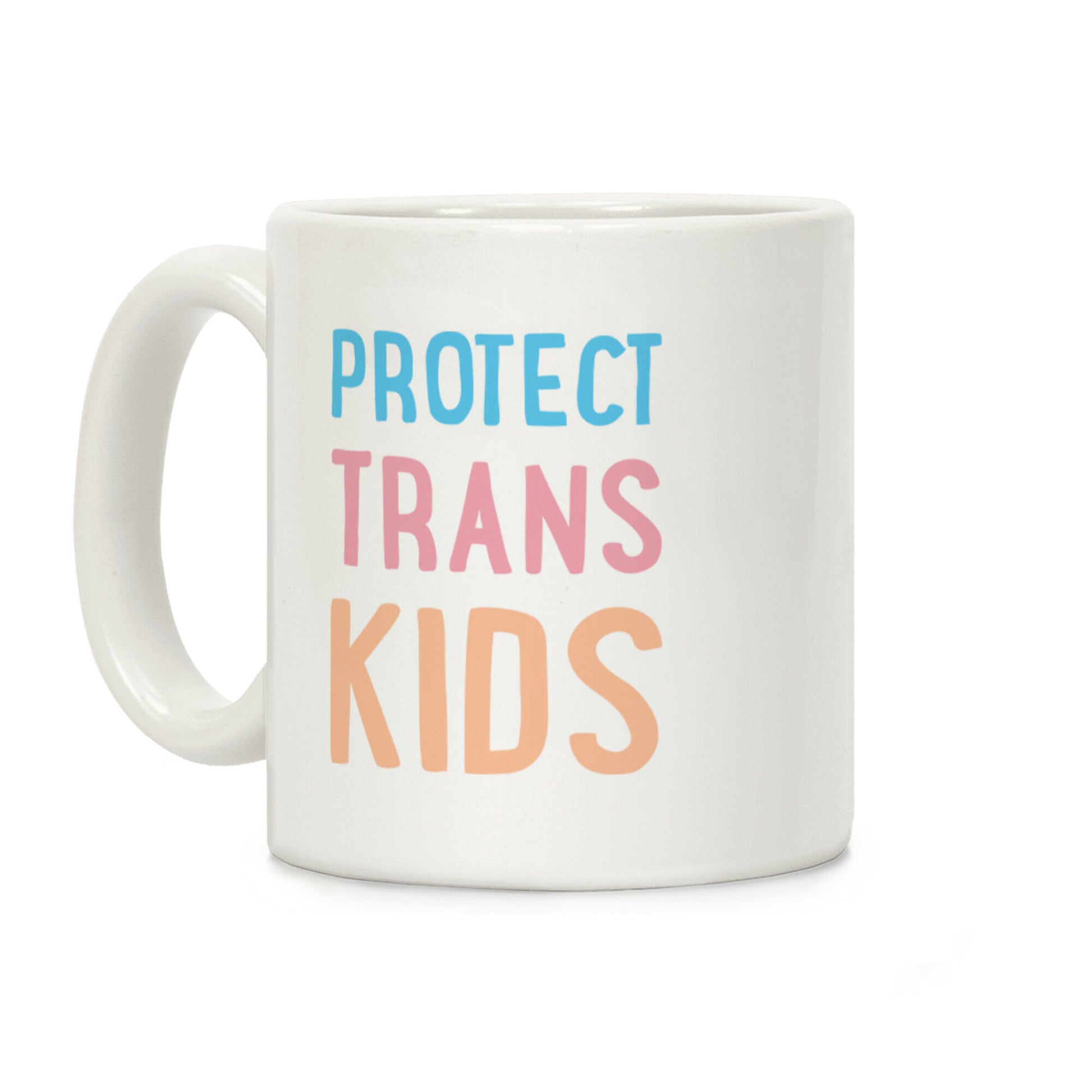 Protect Trans Kids White Print Coffee Mug