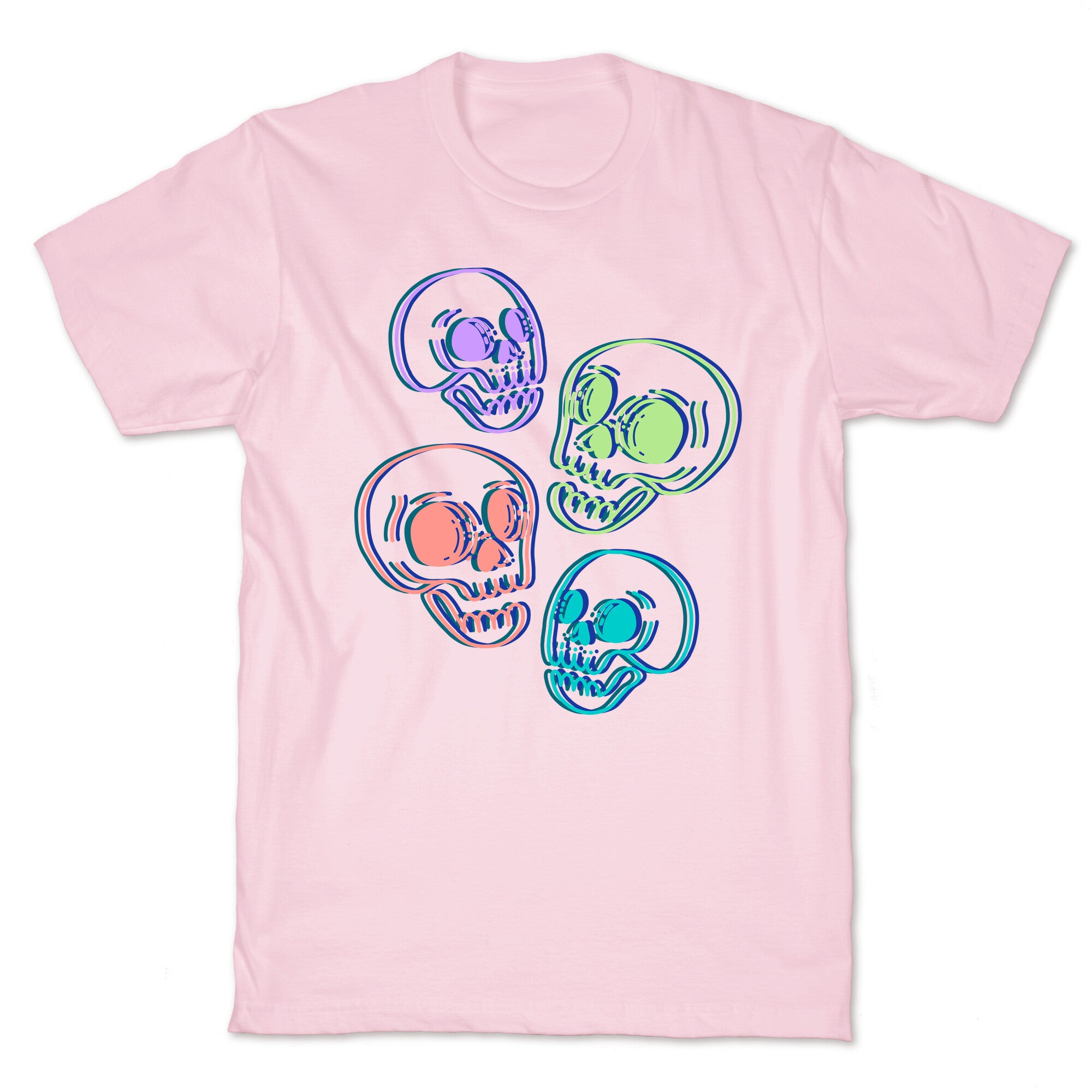 Pastel Skulls Glitch T-Shirt