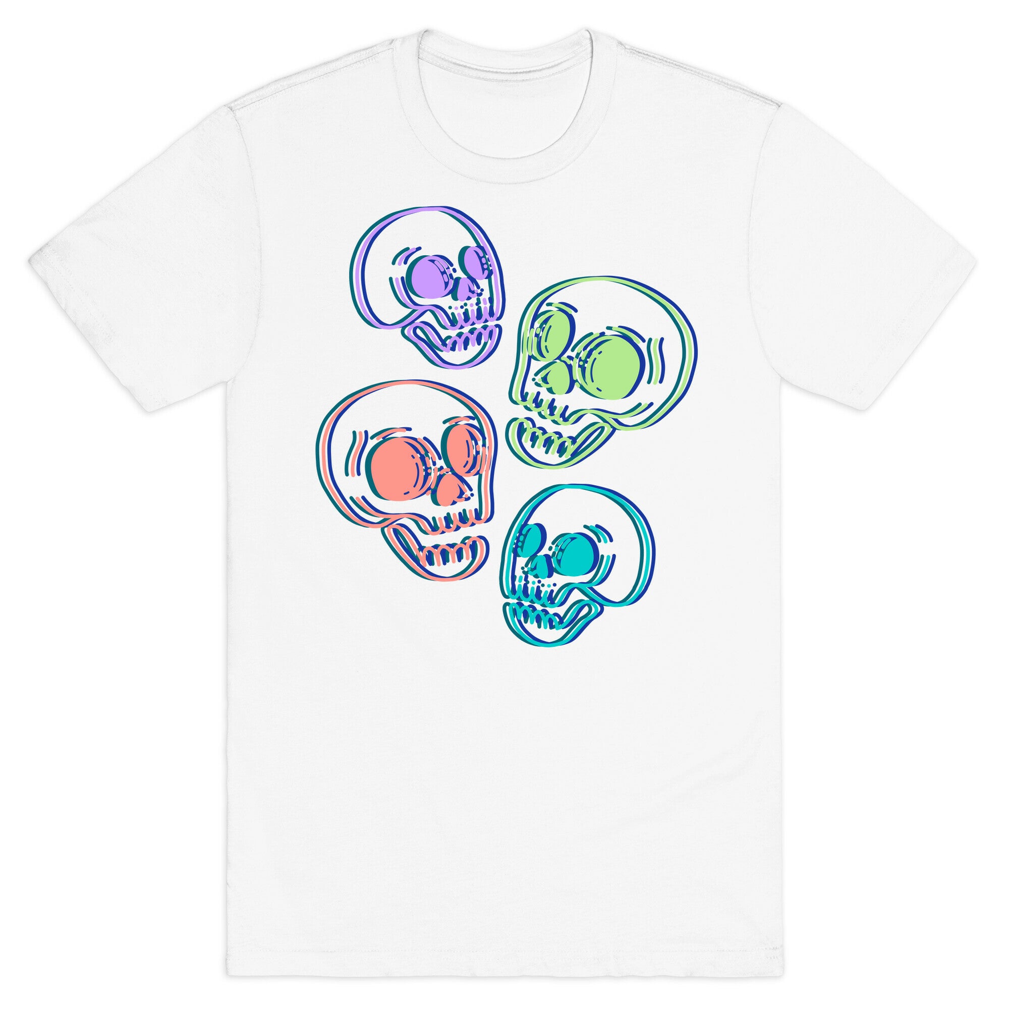 Pastel Skulls Glitch T-Shirt