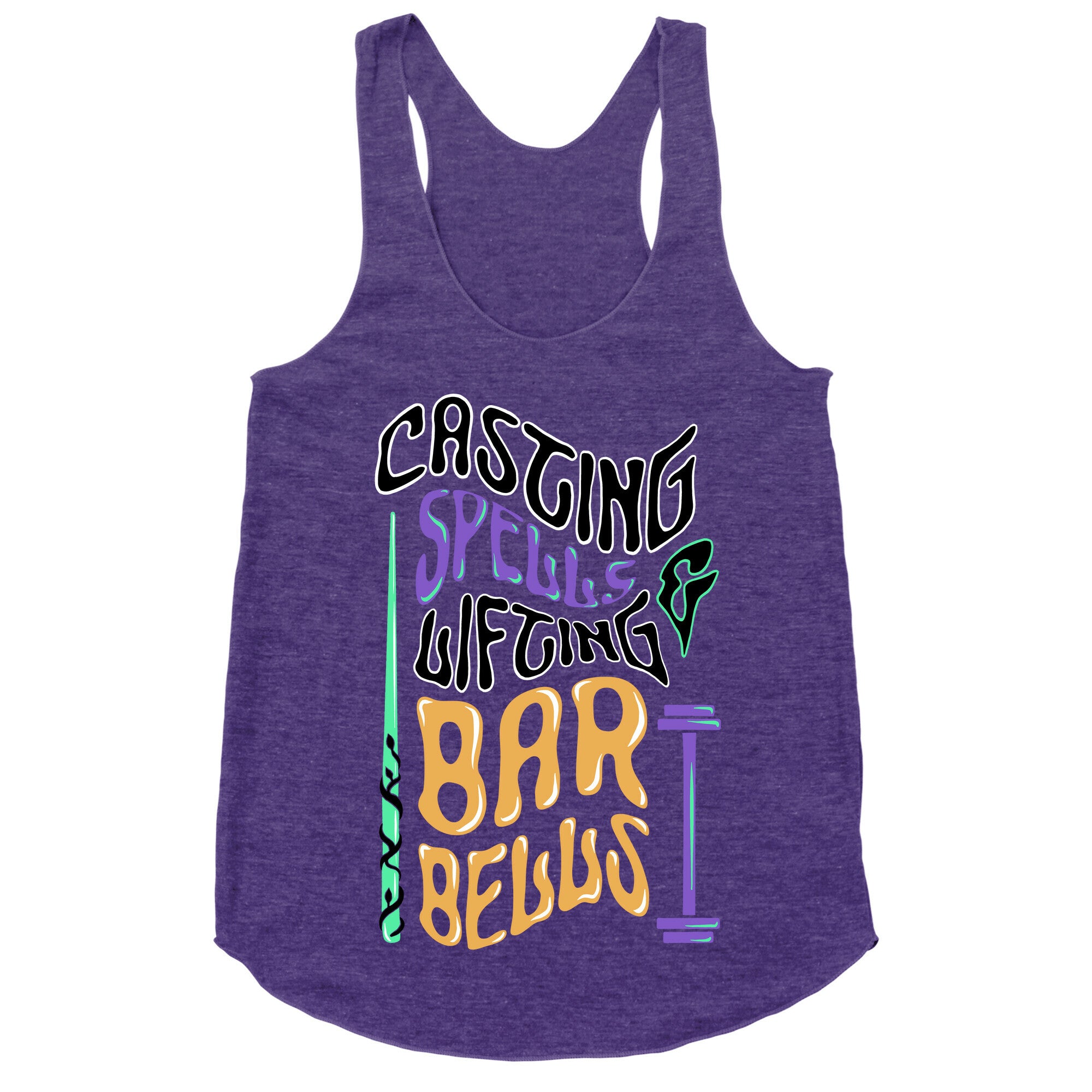 Casting Spells and Lifting Barbells Racerback Tank