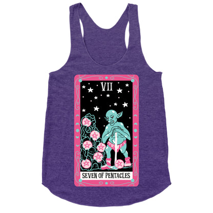 Creepy Cute Tarots: Seven Of Pentacles Racerback Tank