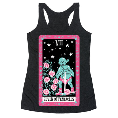 Creepy Cute Tarots: Seven Of Pentacles Racerback Tank