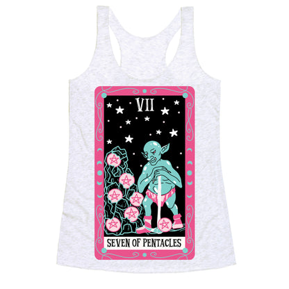 Creepy Cute Tarots: Seven Of Pentacles Racerback Tank