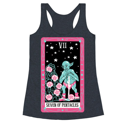 Creepy Cute Tarots: Seven Of Pentacles Racerback Tank