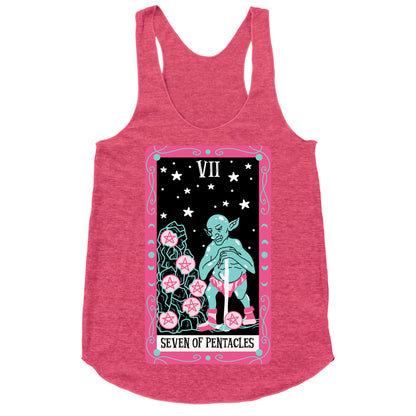 Creepy Cute Tarots: Seven Of Pentacles Racerback Tank