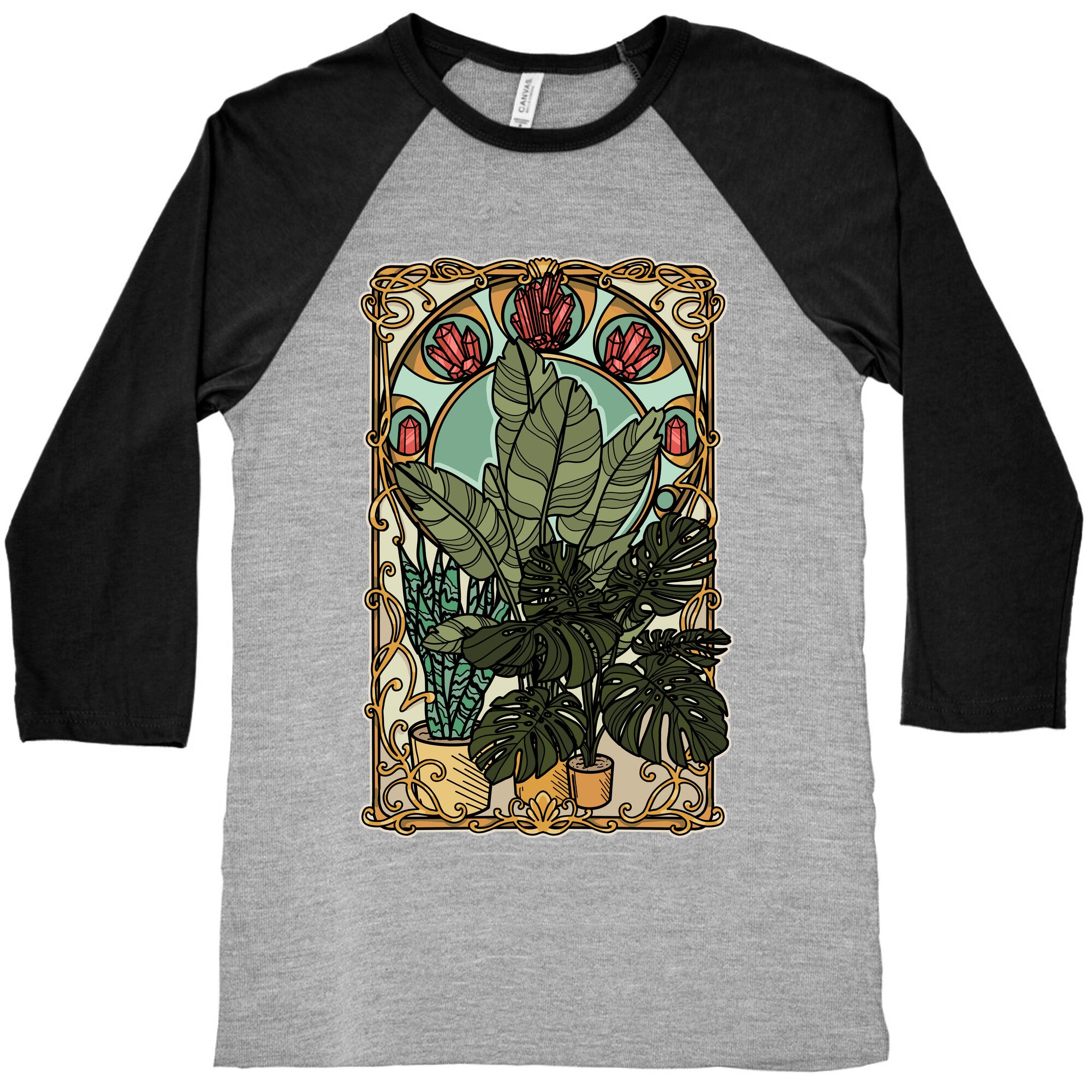 Art Nouveau House Plants Baseball Tee