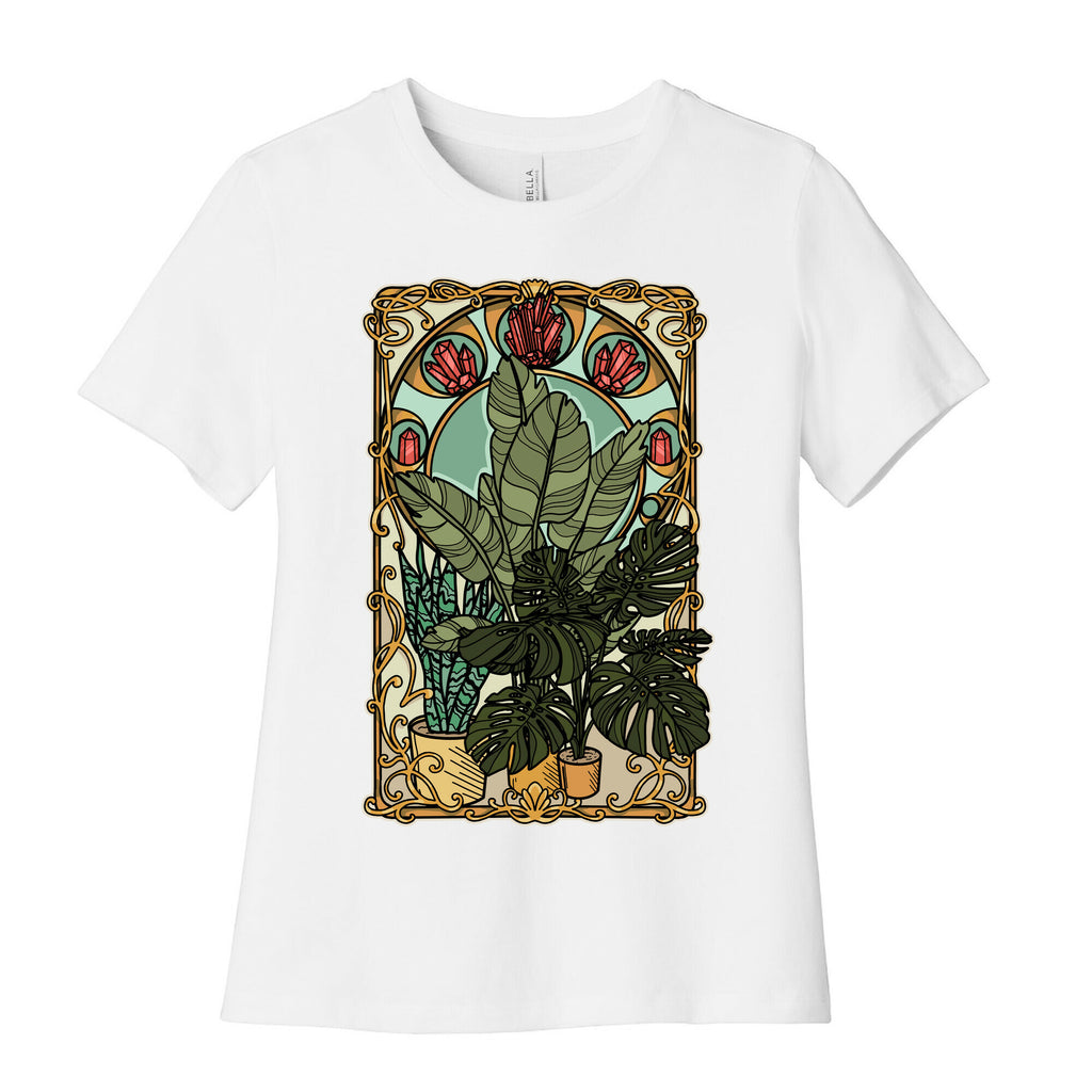 Art Nouveau House Plants Women's Cotton Tee
