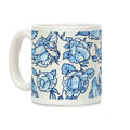 Floral Penis Pattern Blue Coffee Mug