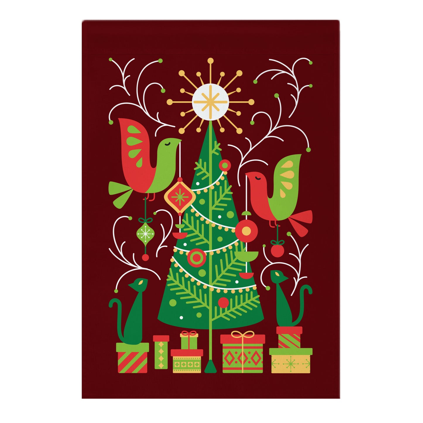 Vintage Christmas Tree Decorating Garden Flag