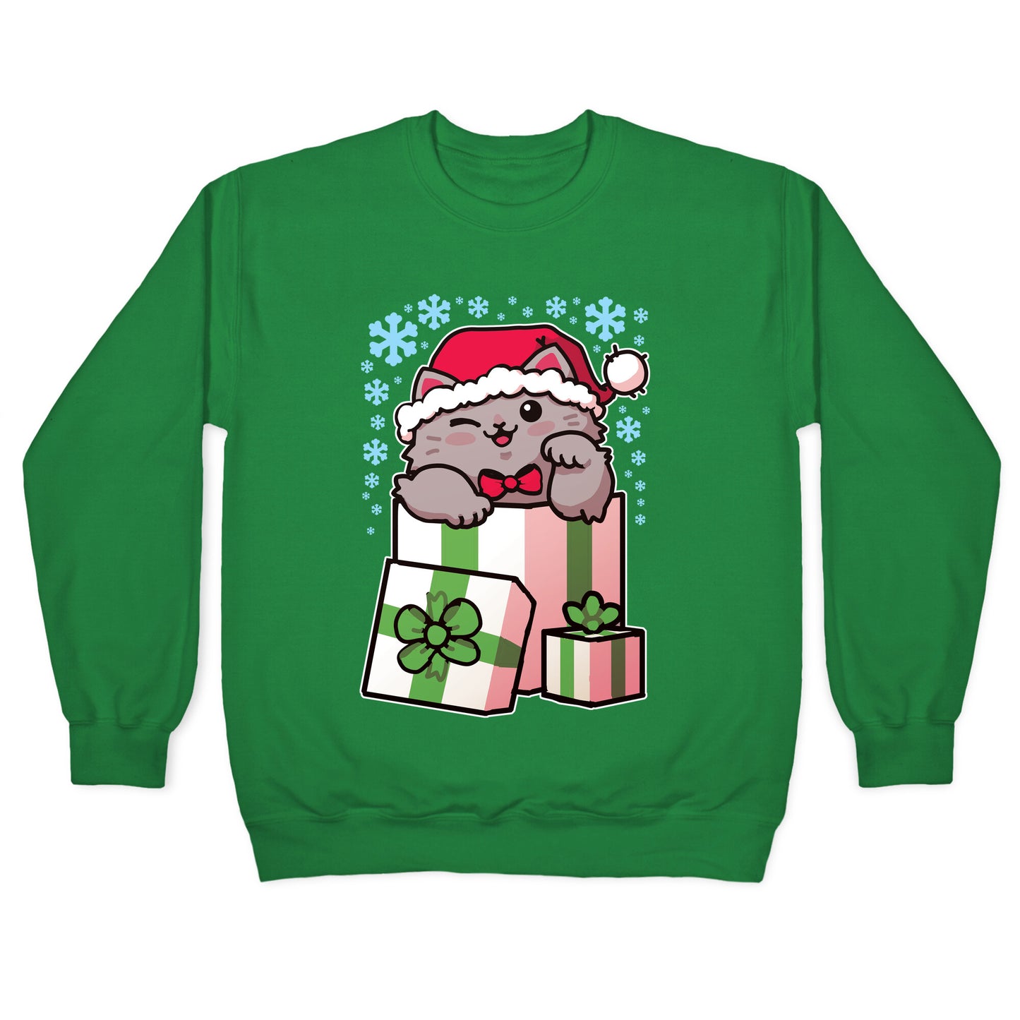 Cute Christmas Cat Crewneck Sweatshirt