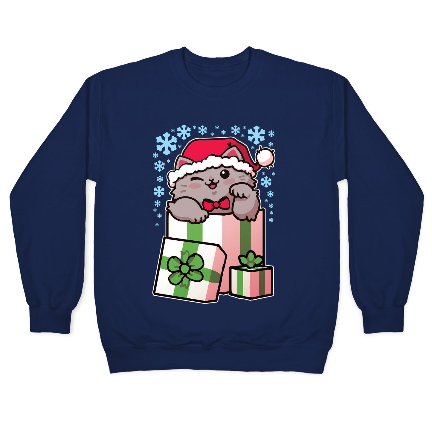 Cute Christmas Cat Crewneck Sweatshirt
