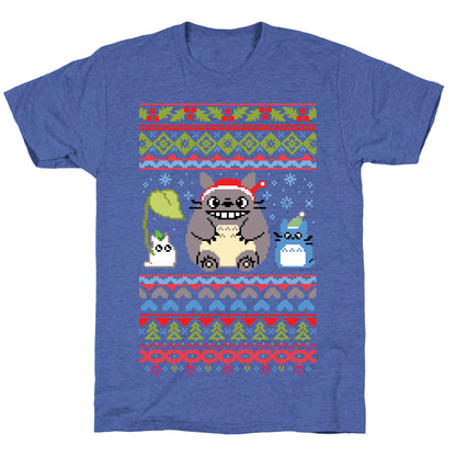 Totoro Ugly Christmas Sweater Unisex Triblend Tee