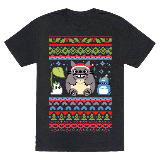 Totoro Ugly Christmas Sweater Unisex Triblend Tee