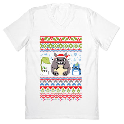 Totoro Ugly Christmas Sweater V-Neck