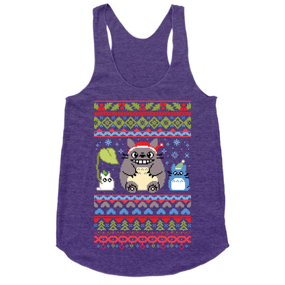 Totoro Ugly Christmas Sweater Racerback Tank