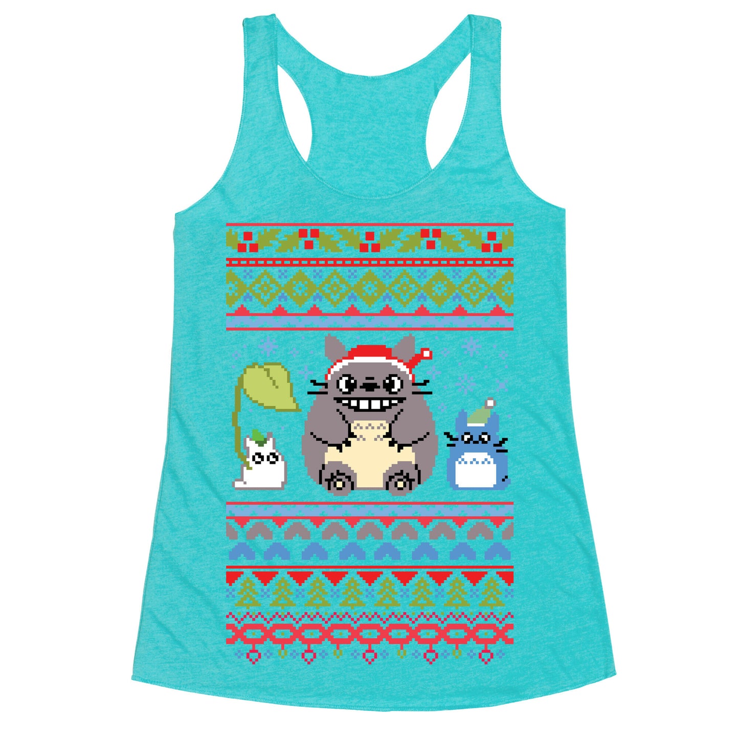 Totoro Ugly Christmas Sweater Racerback Tank