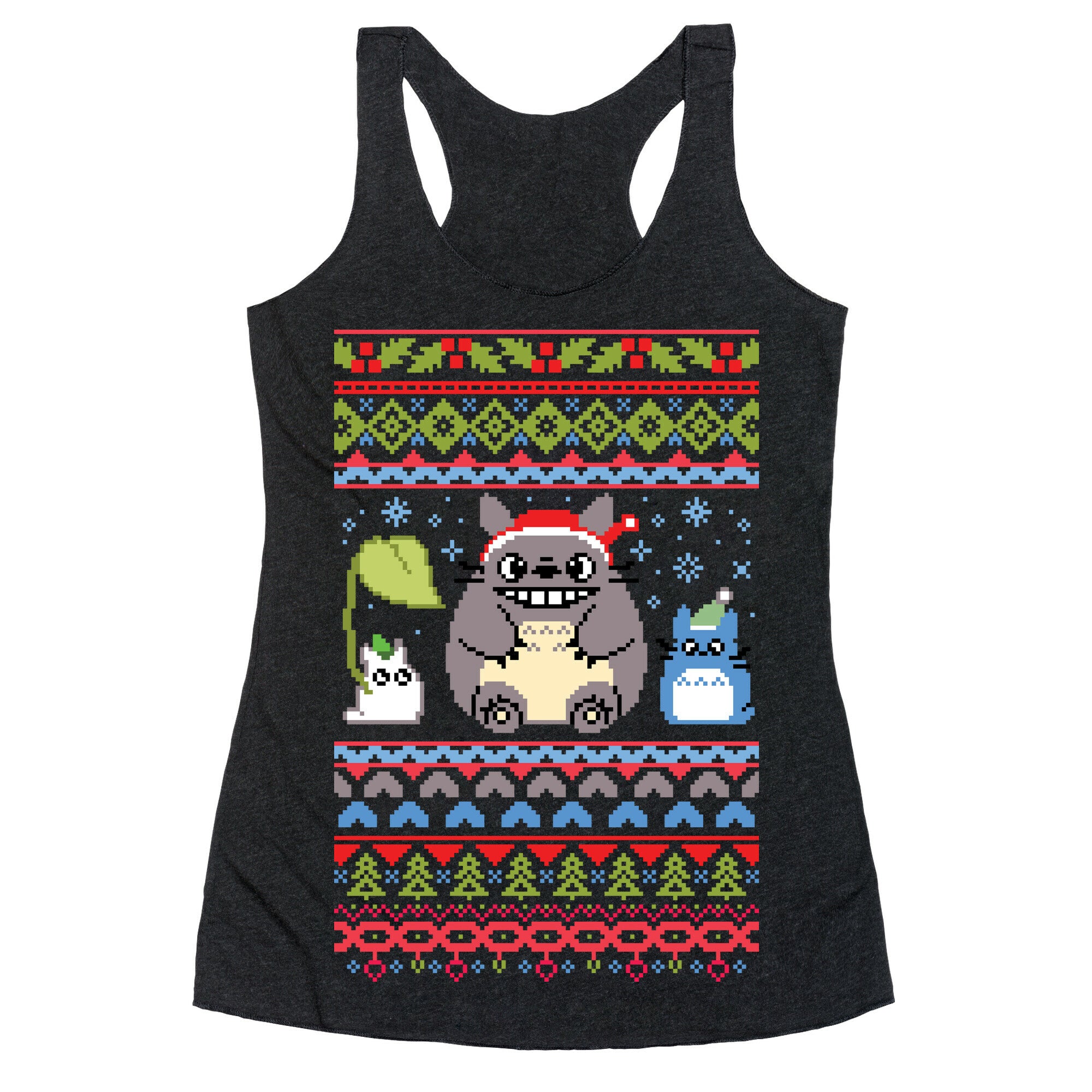 Totoro Ugly Christmas Sweater Racerback Tank