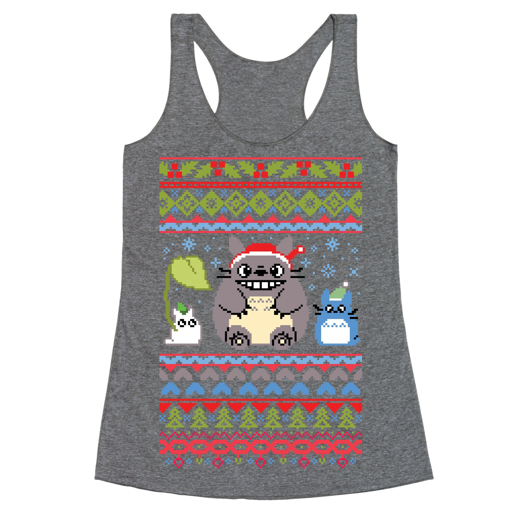 Totoro Ugly Christmas Sweater Racerback Tank