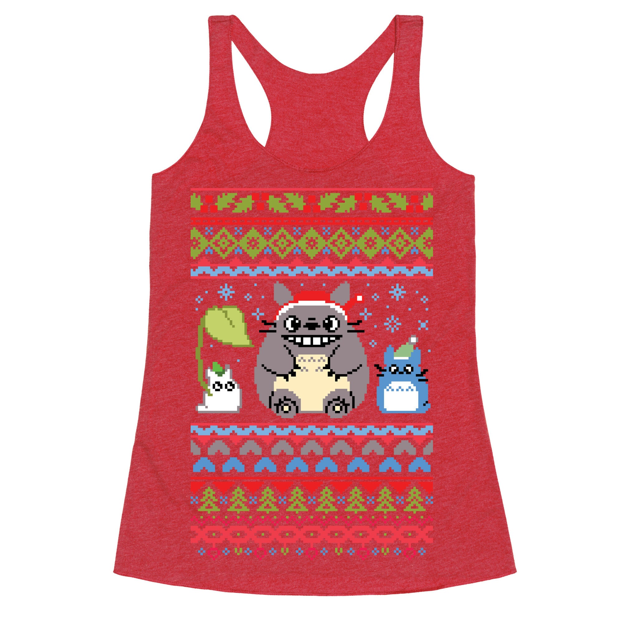 Totoro Ugly Christmas Sweater Racerback Tank