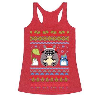 Totoro Ugly Christmas Sweater Racerback Tank