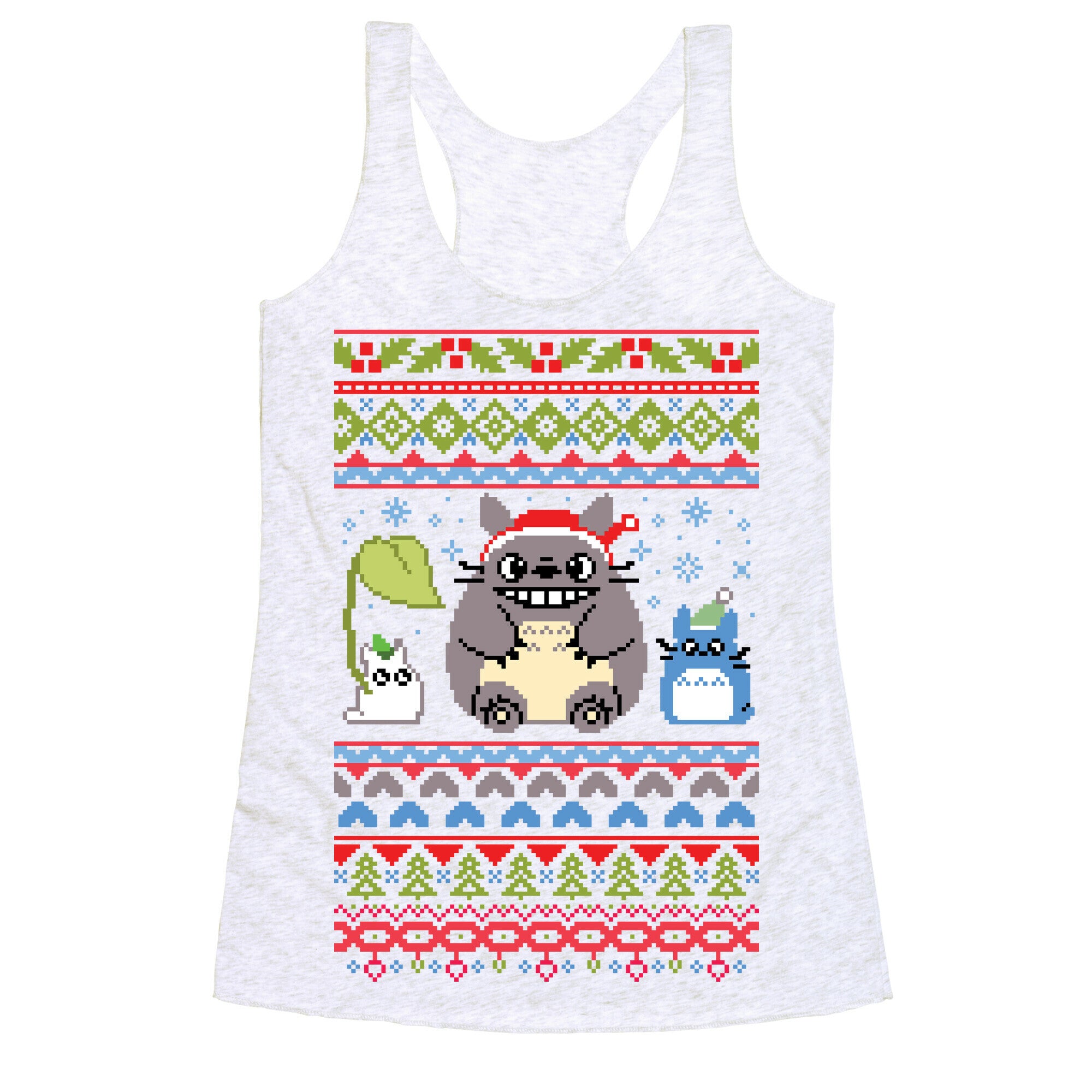 Totoro Ugly Christmas Sweater Racerback Tank