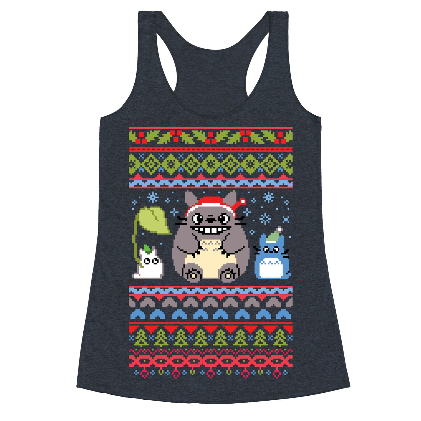 Totoro Ugly Christmas Sweater Racerback Tank