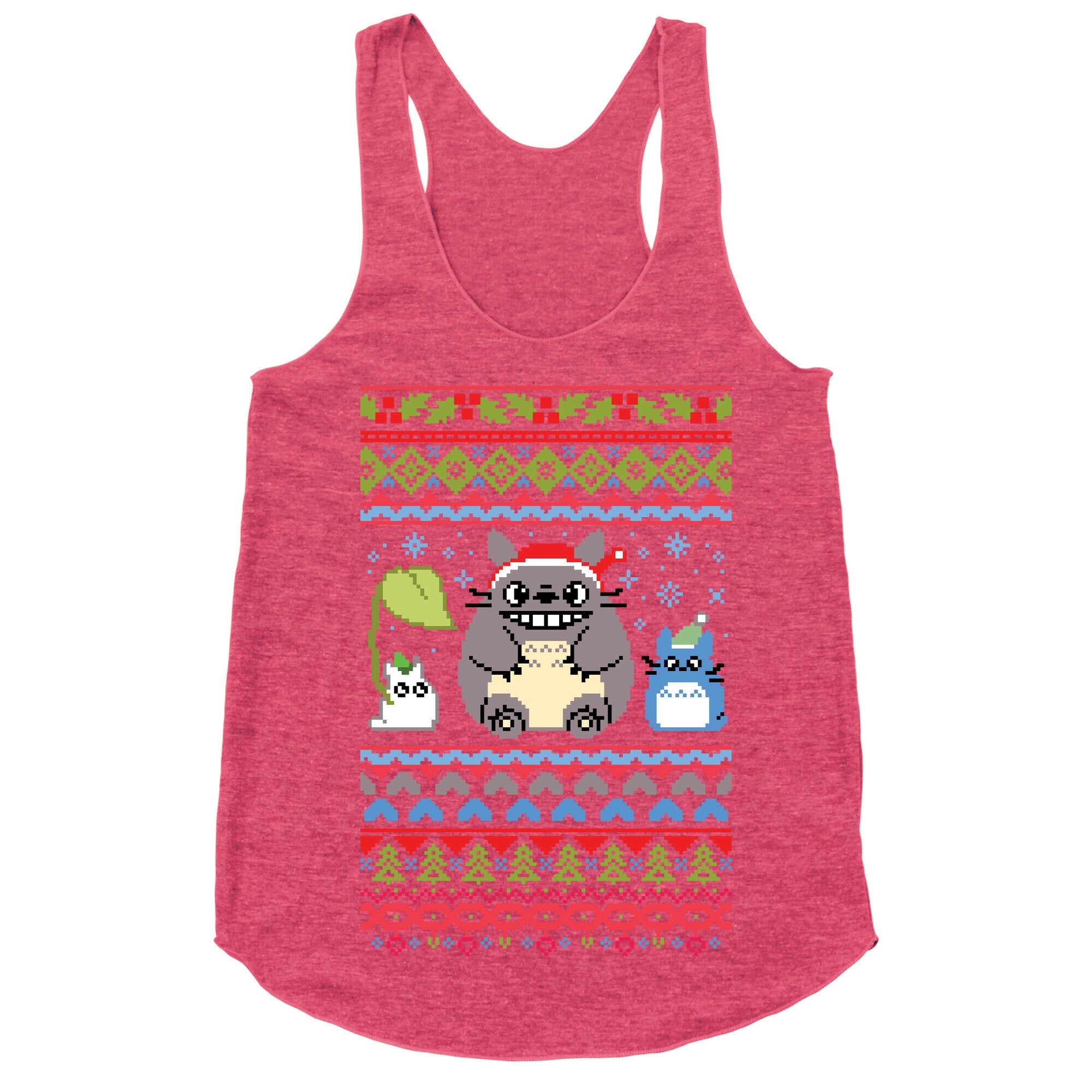 Totoro Ugly Christmas Sweater Racerback Tank
