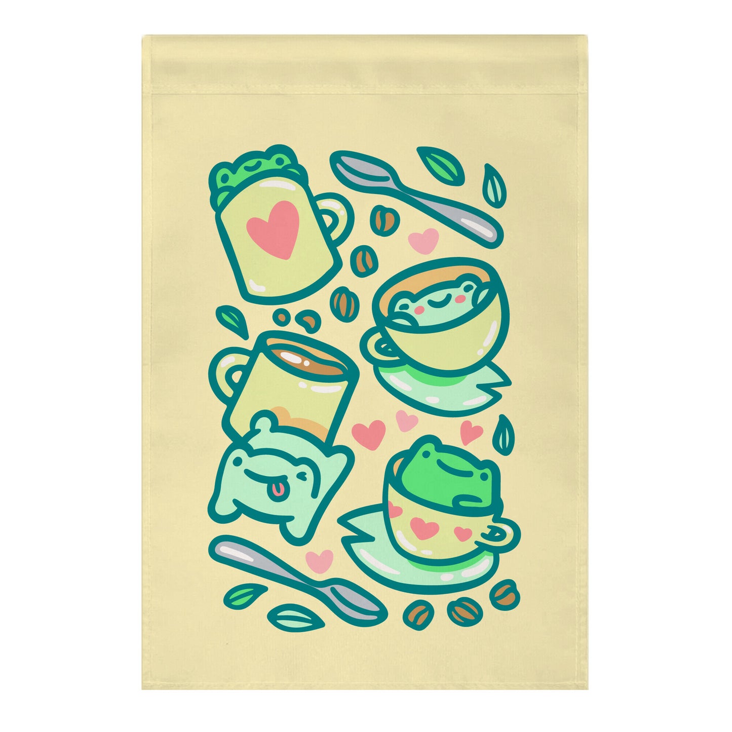 Coffee And Tea Frogs Garden Flag
