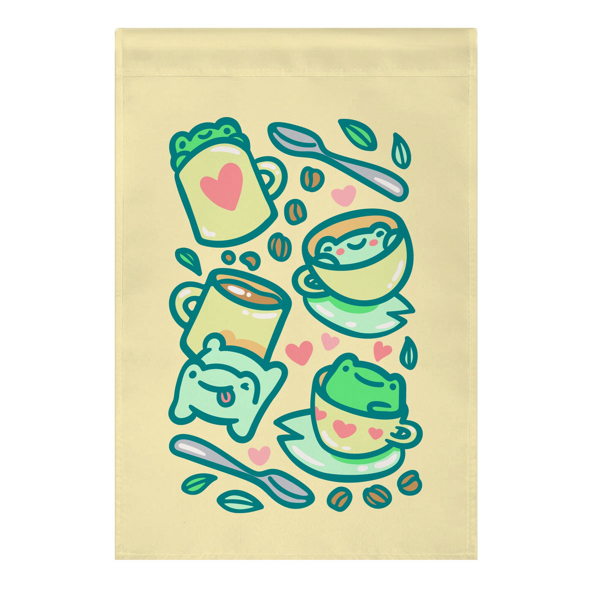 Coffee And Tea Frogs Garden Flag