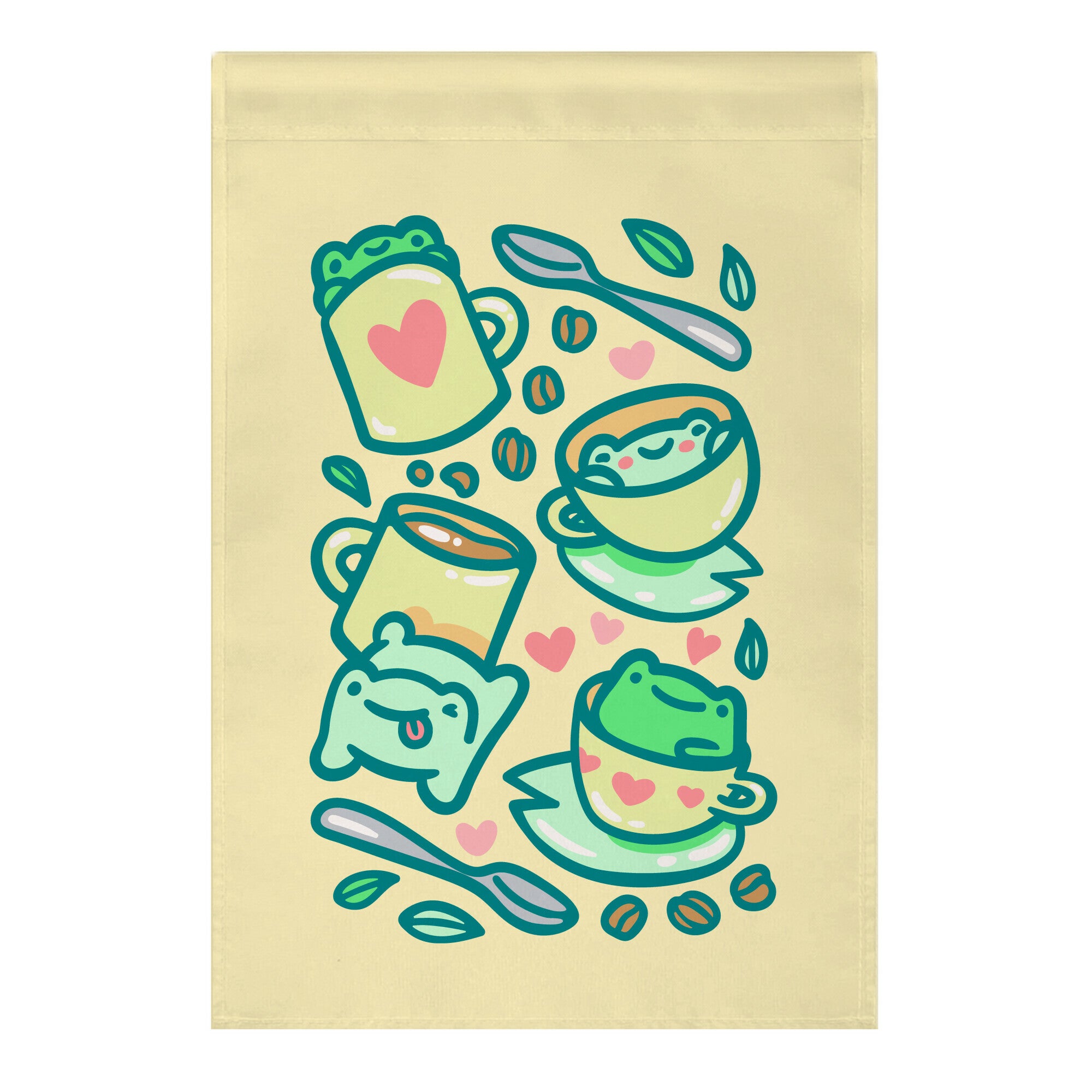 Coffee And Tea Frogs Garden Flag