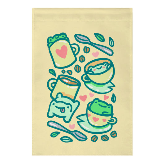 Coffee And Tea Frogs Garden Flag