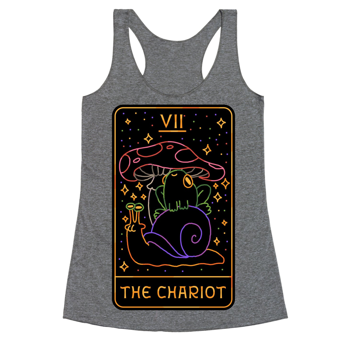 The Chariot Frog On a Snail Tarot Racerback Tank