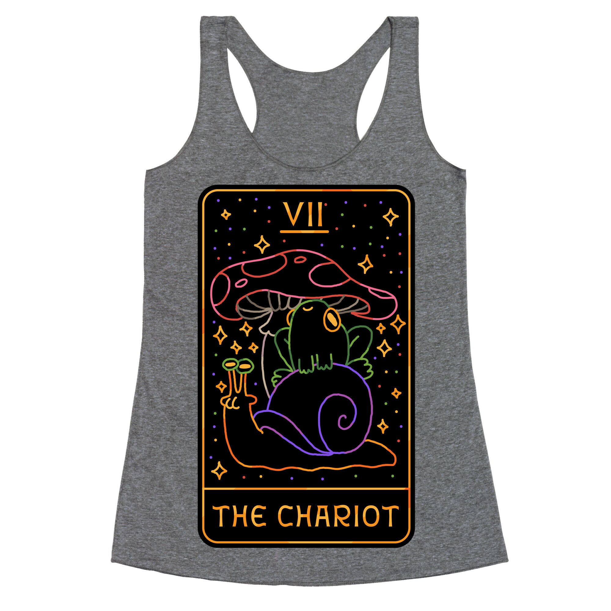 The Chariot Frog On a Snail Tarot Racerback Tank