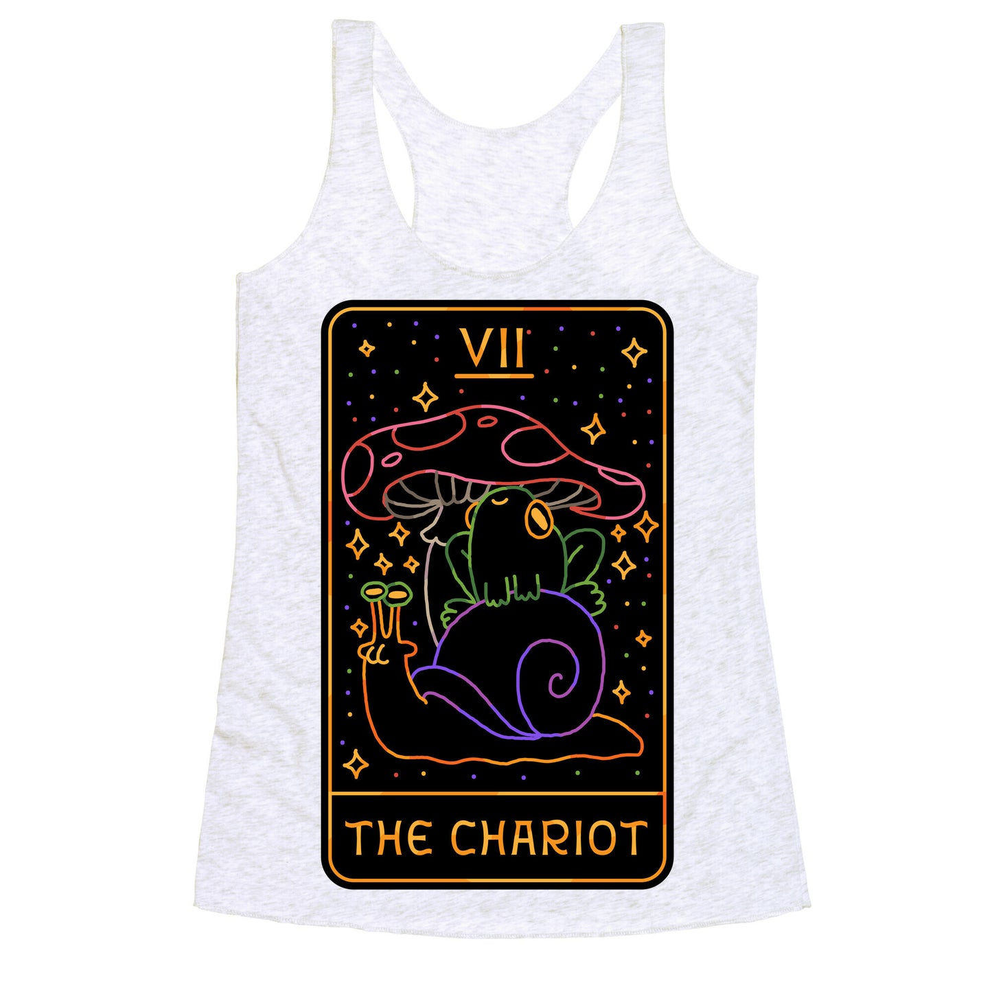 The Chariot Frog On a Snail Tarot Racerback Tank