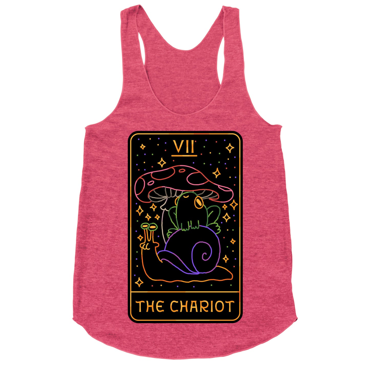 The Chariot Frog On a Snail Tarot Racerback Tank